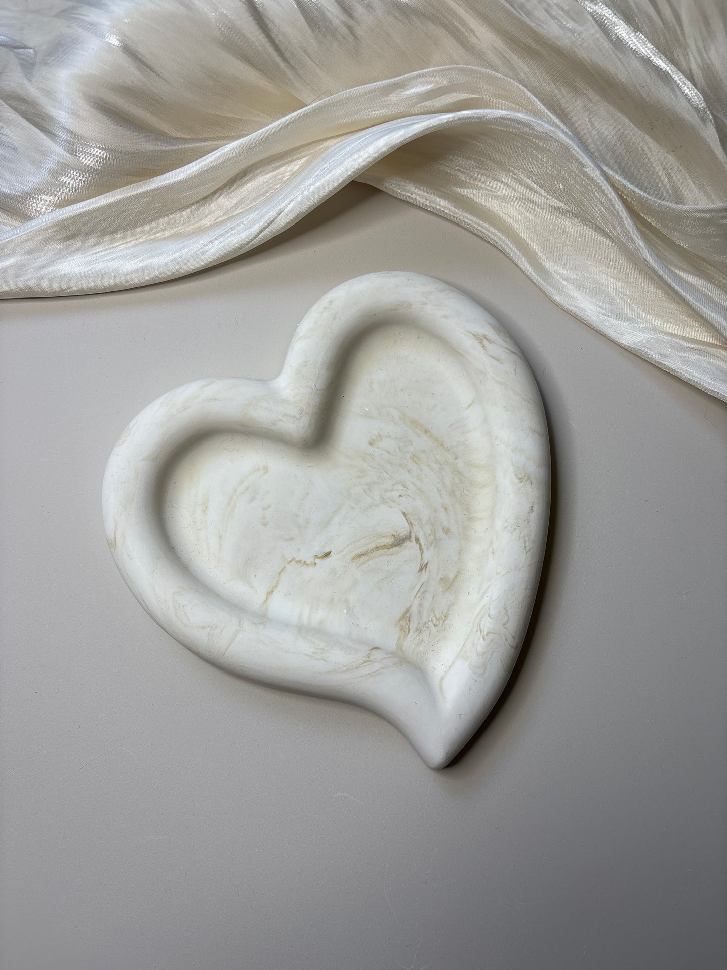 Brown Marble Heart Trinket Tray