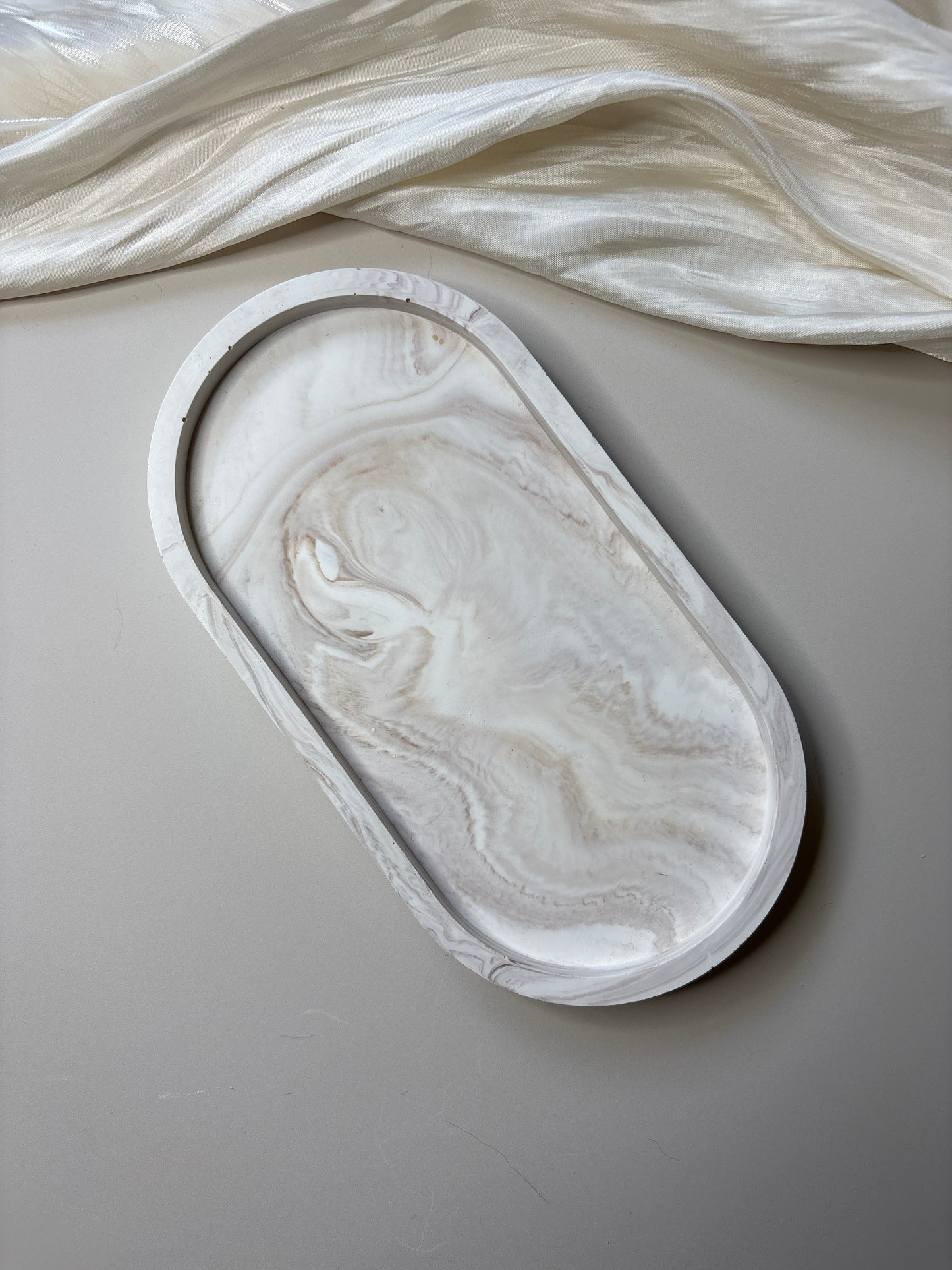 Taupe Marble Trinket Tray