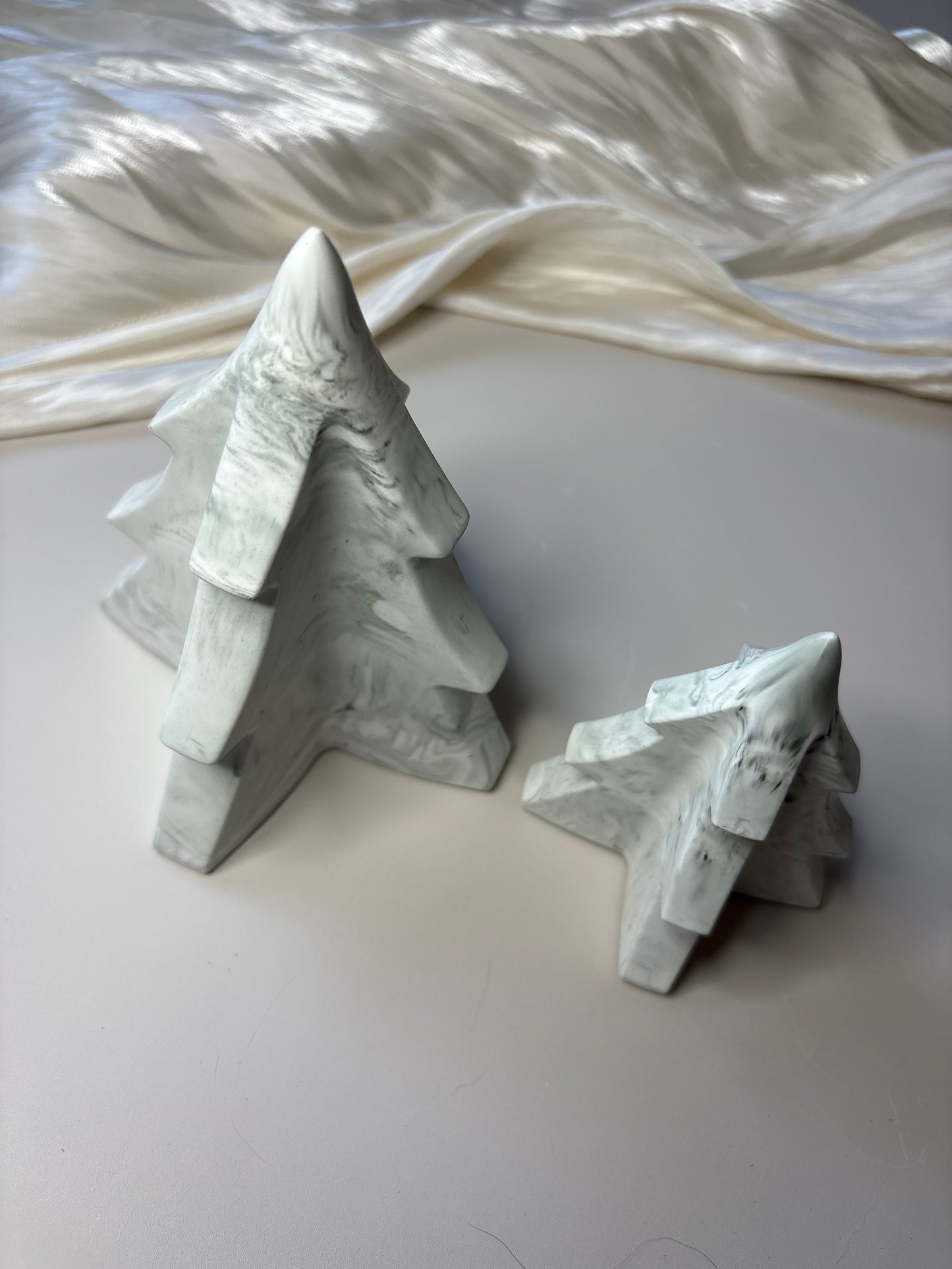 Green Marble Christmas Tree Pair