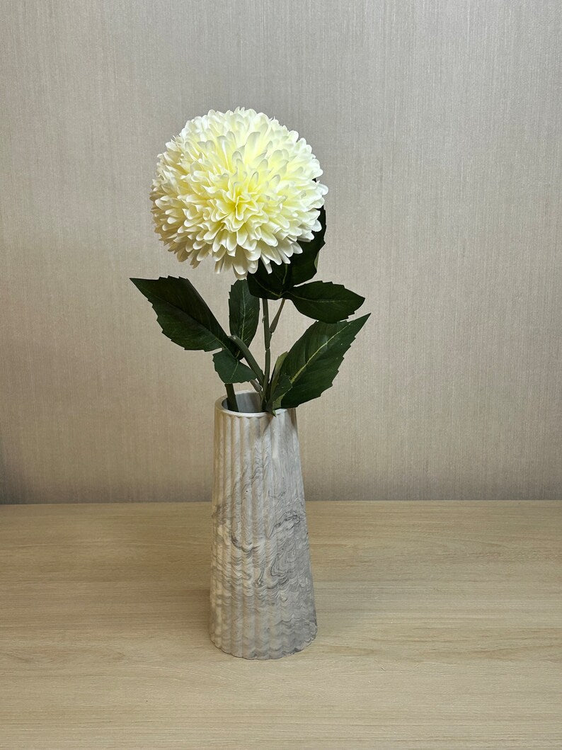 Handmade Home Accessories - a grey marble vase with a white peony in