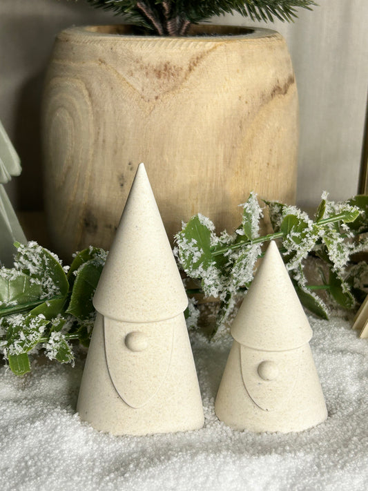 Handmade Home Accessories - A pair of gonk ornaments in a natural stone finish, Christmas neutral decor