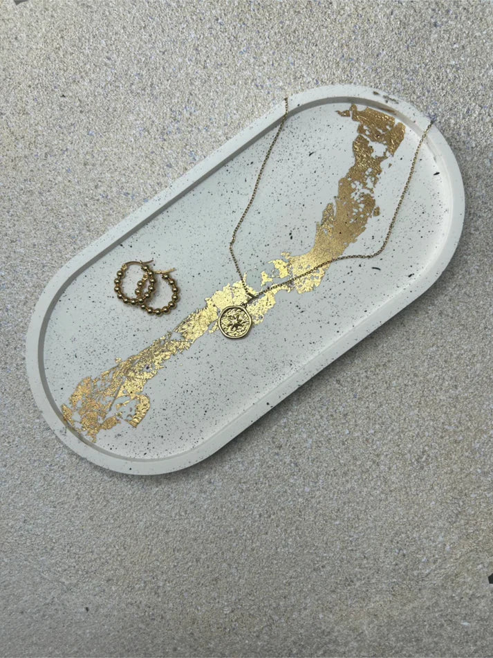 Gold Splatter Mushroom Trinket Pot & Tray Set