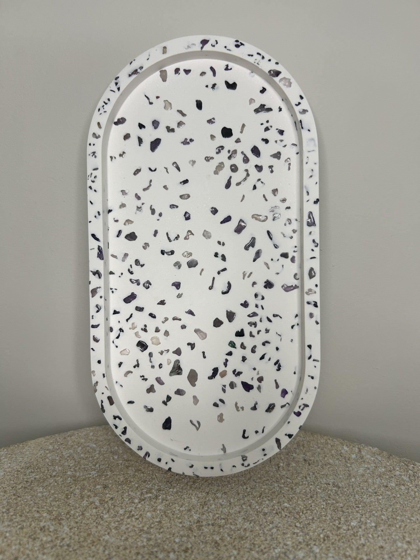 Handmade Home Accessories - a full front on shot of the amethyst trinket tray