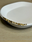 Handmade Home Accessories - Another close up shot angled from below of the oval trinket dish to showcase another angle of the raw gold druzy details.