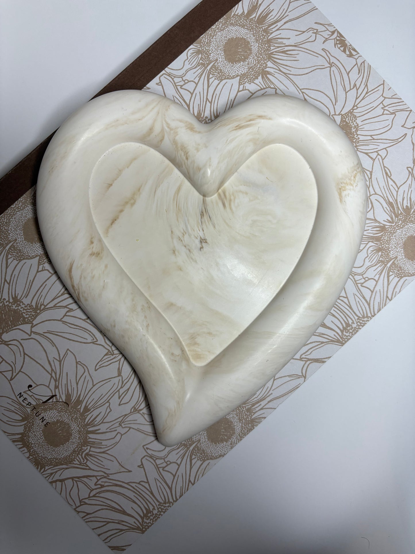 Large Brown Marble Heart Dish