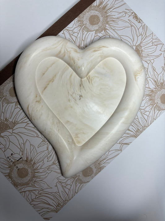 Large Brown Marble Heart Dish