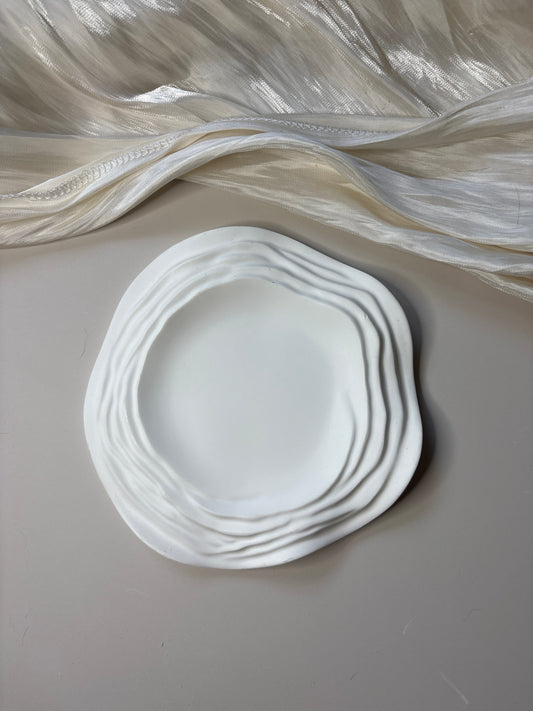 White Ripple Candle Dish