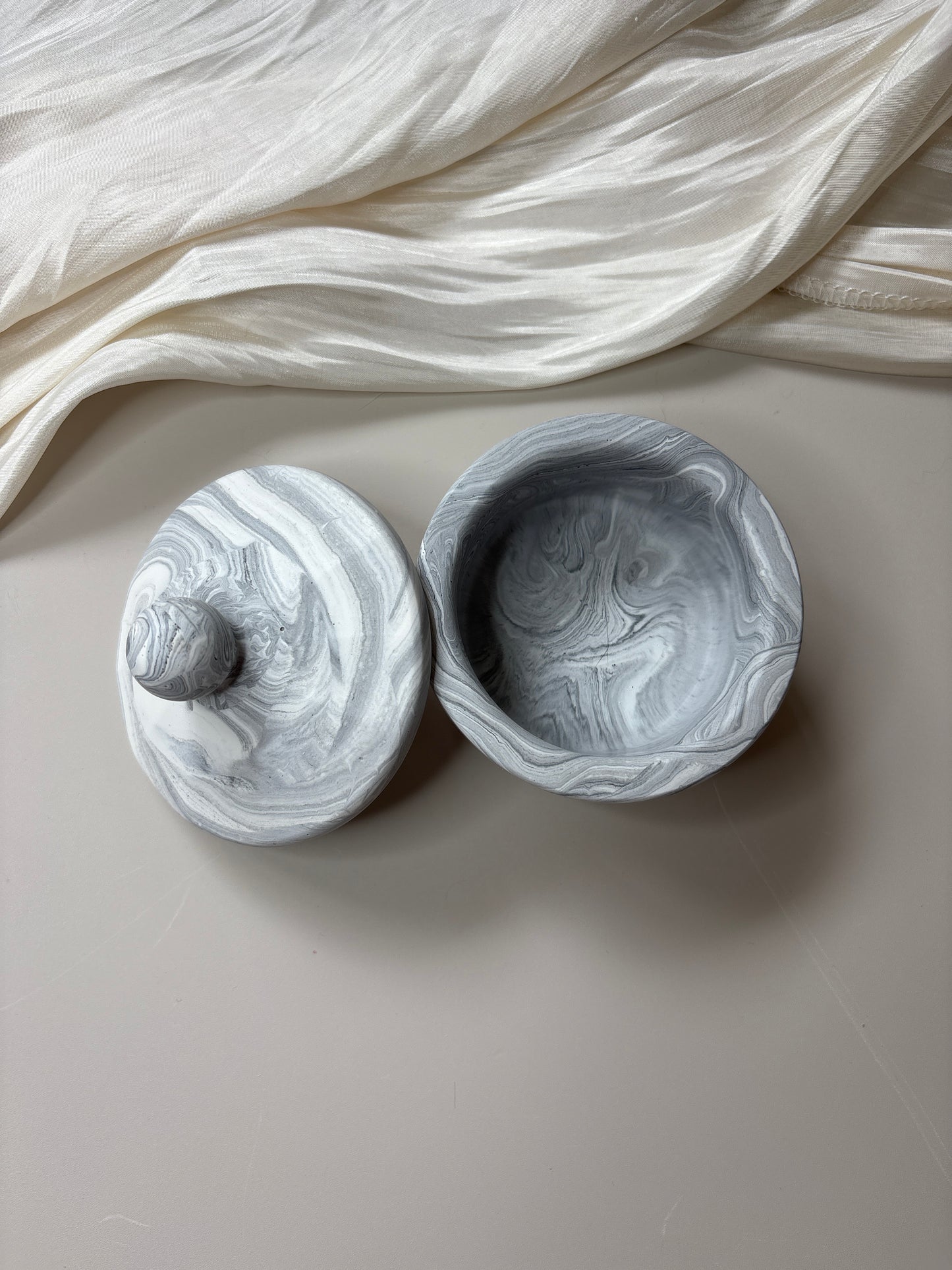 Grey Marble Trinket Pot