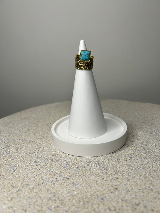 Handmade Home Accessories - a white ring holder and trinket dish with a gold ring on it.