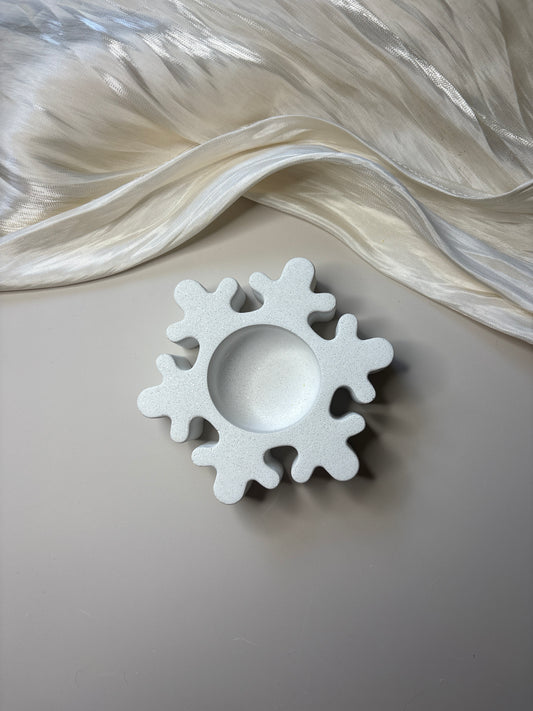 White Sparkling Snowflake Tealight Holder