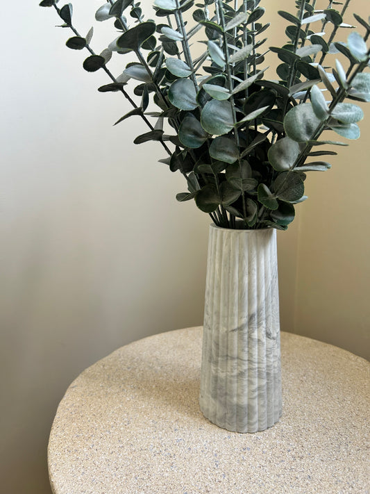 Handmade Home Accessories -  a grey marble tall vase with leaves in