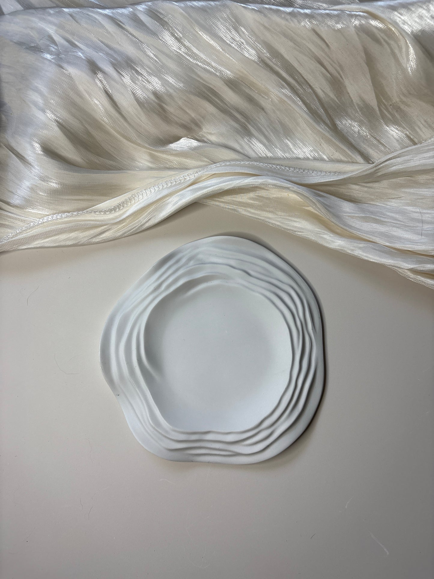 Grey Ripple Candle Dish