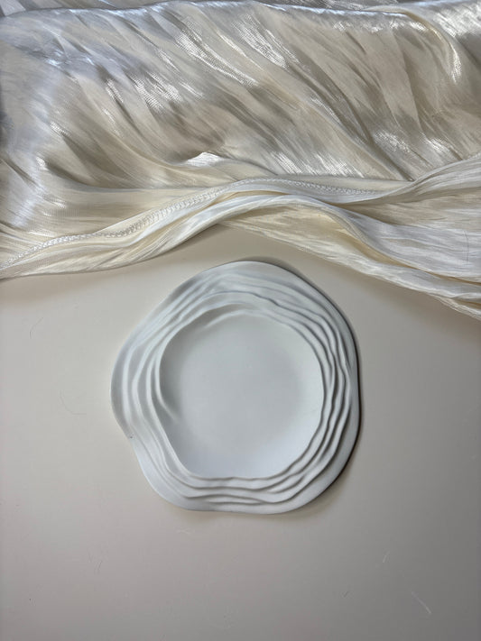 Grey Ripple Candle Dish