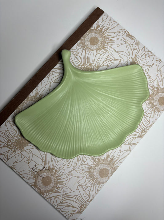 Green Ginkgo Leaf Trinket Tray