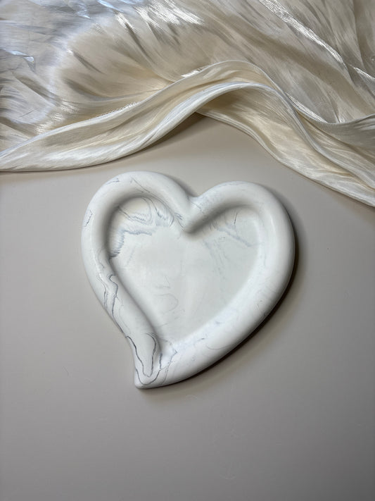 Grey Marble Heart Trinket Tray