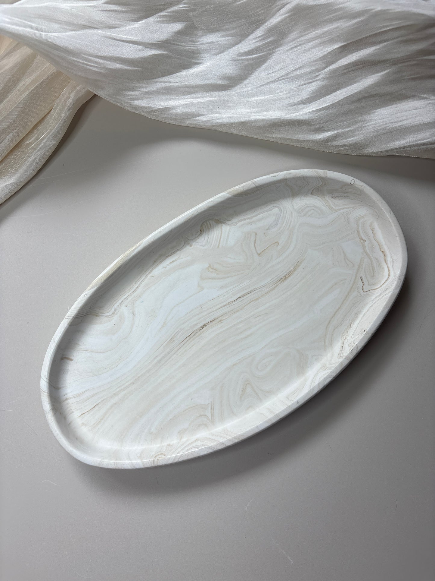 Brown Marble Curve Trinket Tray