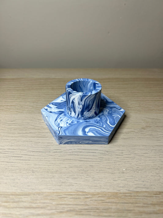 Blue Marble Candle Holder