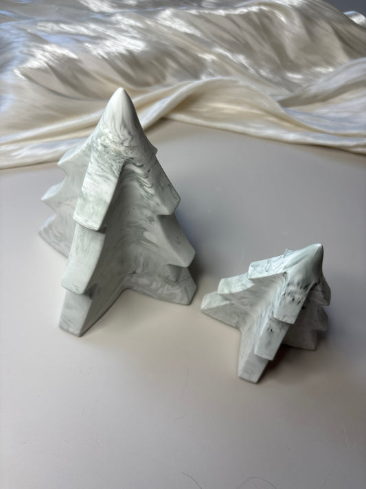 Green Marble Christmas Tree Pair