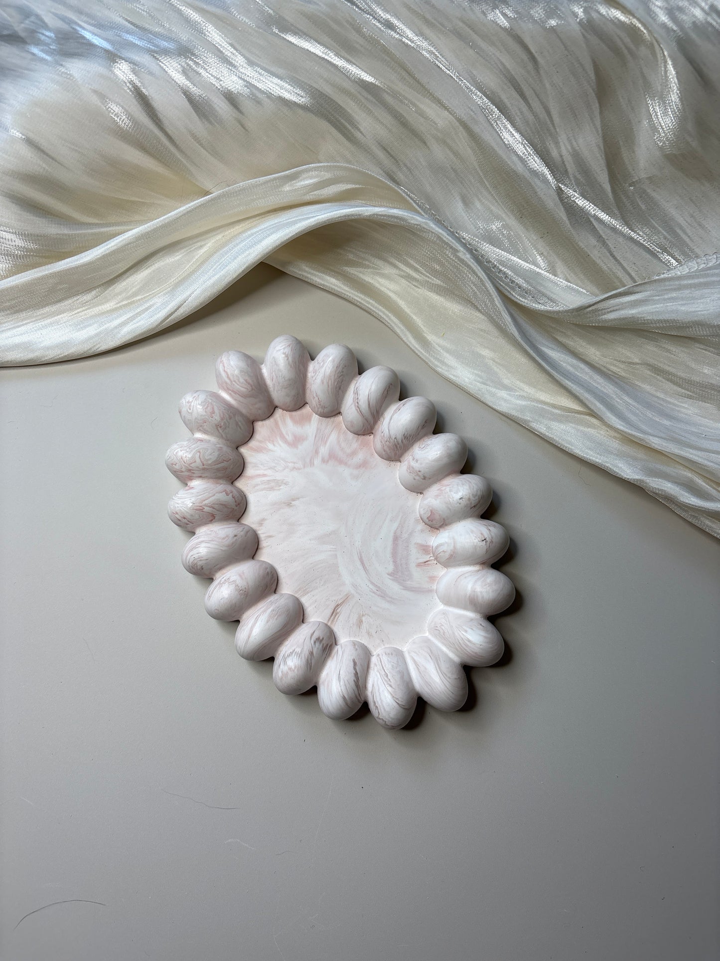 Pink Marble Daisy Trinket Tray