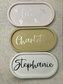 Handmade Home Accessories - Personalised Trinket Trays with the names, stephanie, charlotte and immy on in gold, silver an black