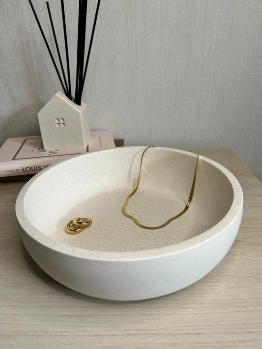 Handmade Home Accessories - A picture of a classic shaped bowl in a natural stone finish taken from the front.
