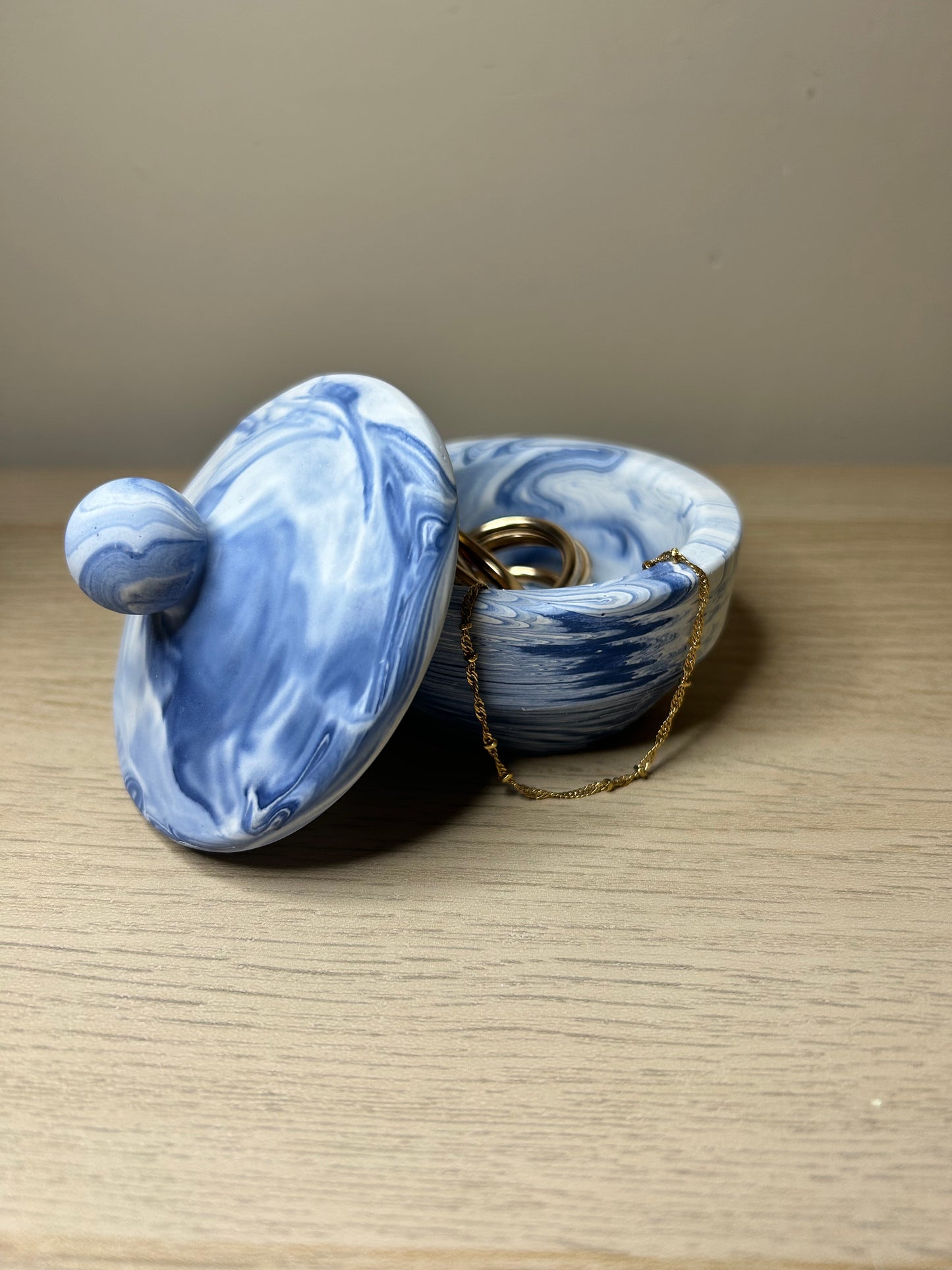 Blue Marble Trinket Pot