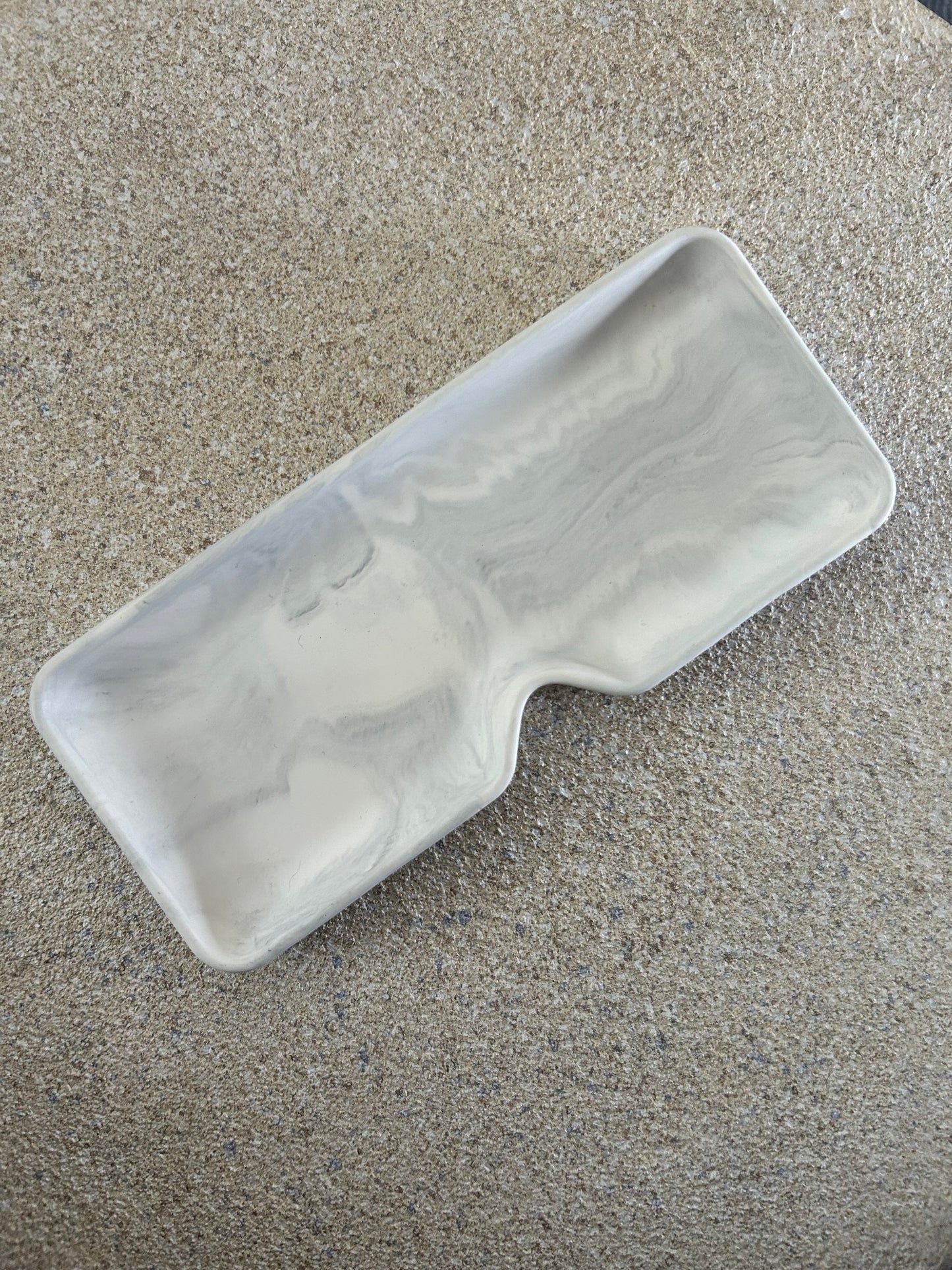 Handmade Home Accessories - A grey marble square glasses tray on a natural stone backdrop