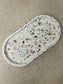 Handmade Home Accessories - an oval shaped white trinket tray with shiny shell and pebble details