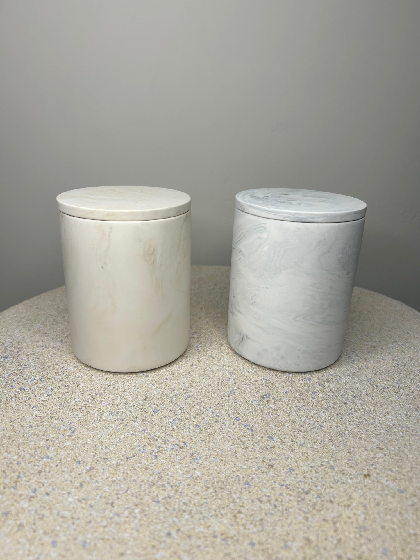 Handmade Home Accessories - two handmade everyday pots, both displayed with lids