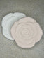 Handmade Homes Accessories -  a set of two rose coasters from birds eye view, one is pink and one off white