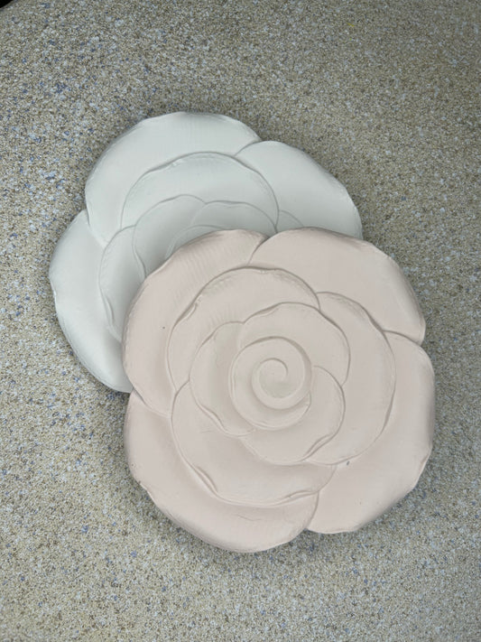 Handmade Homes Accessories - A set of two rose style coasters one pink and one white