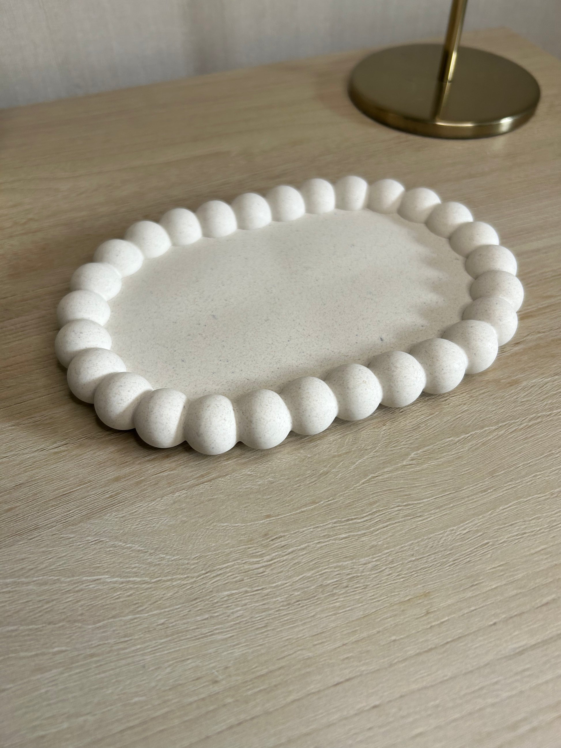 Handmade Home Accessories - An Angled shot of the bubble trinket tray showing the depth of the edgeing.