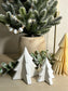 Handmade Home Accessories - A further away shot of the white marble christmas tree ornaments in a festive setting.