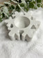 Handmade Christmas Decor - Sparkling white marble snowflake candle holder.