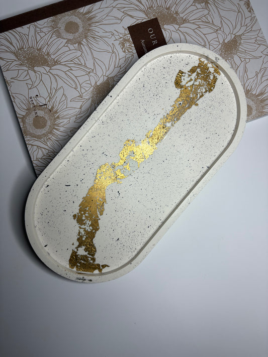 Large Gold Speckled Trinket Tray
