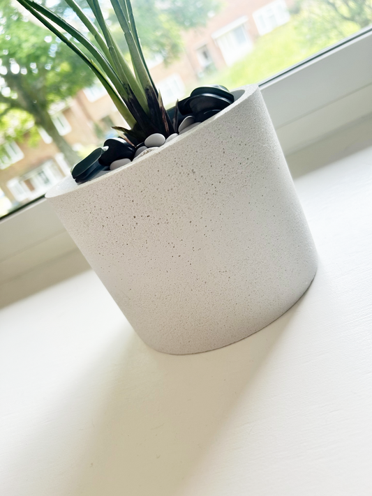 Handmade Home Accessories - A White Marble Plant pot on a windowsil