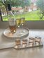 Handmade Home Accessories - a tray with wine and einr glasses on and a shot tray with 4 shots on