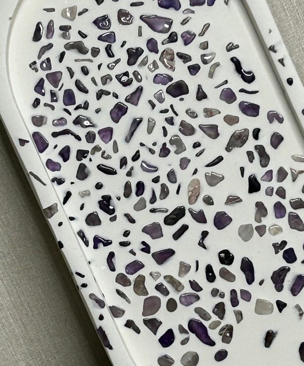 Handmade Home Accessories -  a close up shit of the amethyst shining on the tray